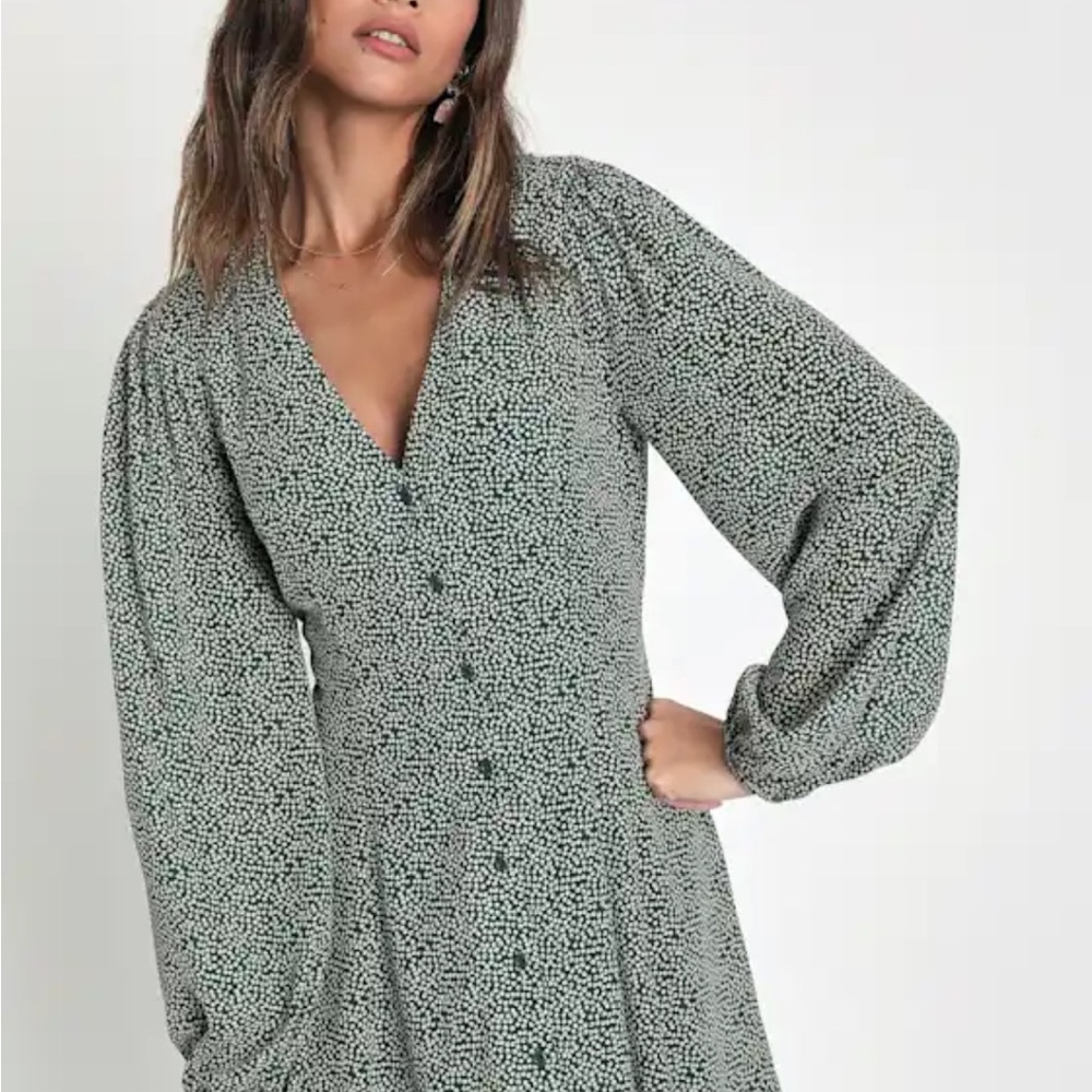 Lulu's Green Patterned Mini Dress
